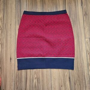 Tommy Hilfiger Womens Red Geometric Pattern Knit Pencil Skirt Plus Size XXL